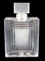 A Lalique Art Deco Duncan No 2 glass perfume bottle, of rectangular form and centred by a frosted