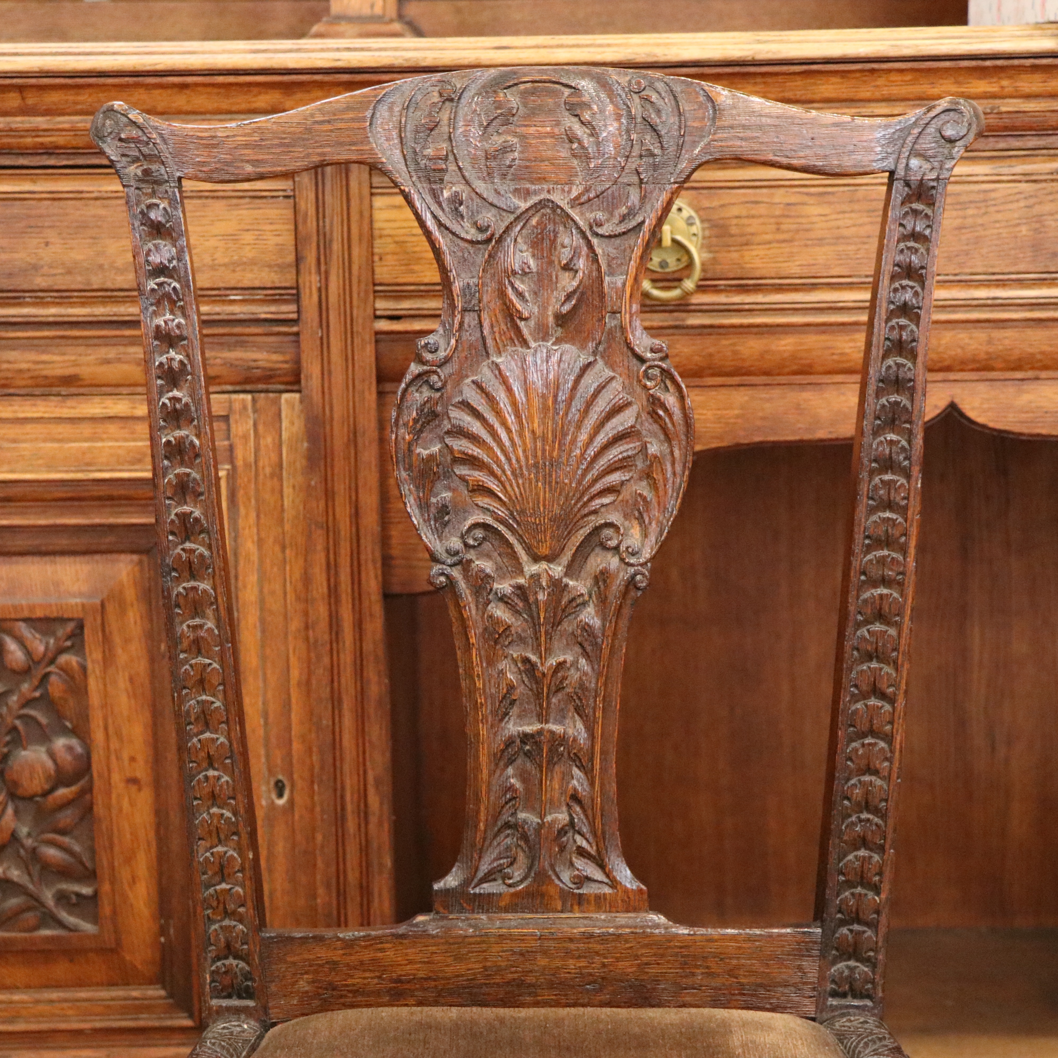 An 18th Century and later carved oak yoke-back dining chair - Image 3 of 3