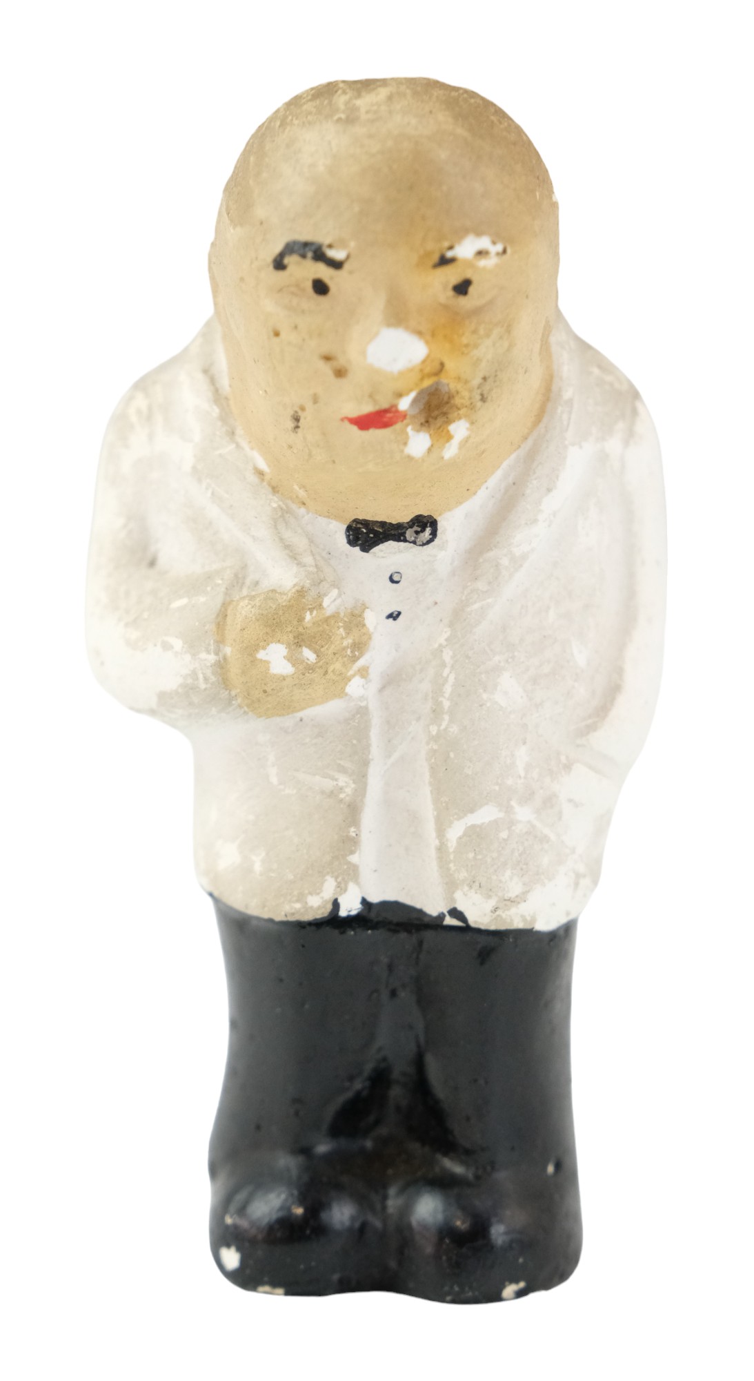 "Smoking Churchill", a vintage novelty diminutive plaster Winston Churchill figurine, 6.5 cm, (a/f)