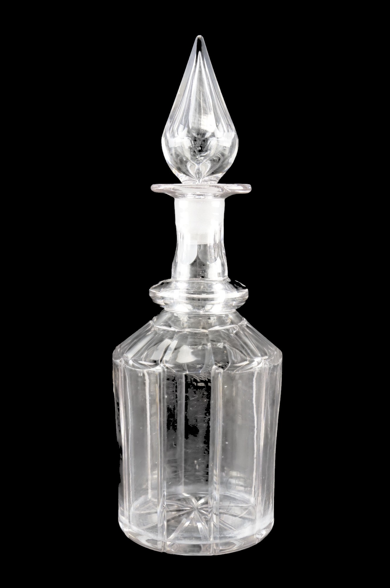 A Victorian glass decanter with a hollow spire stopper, height 30 cm