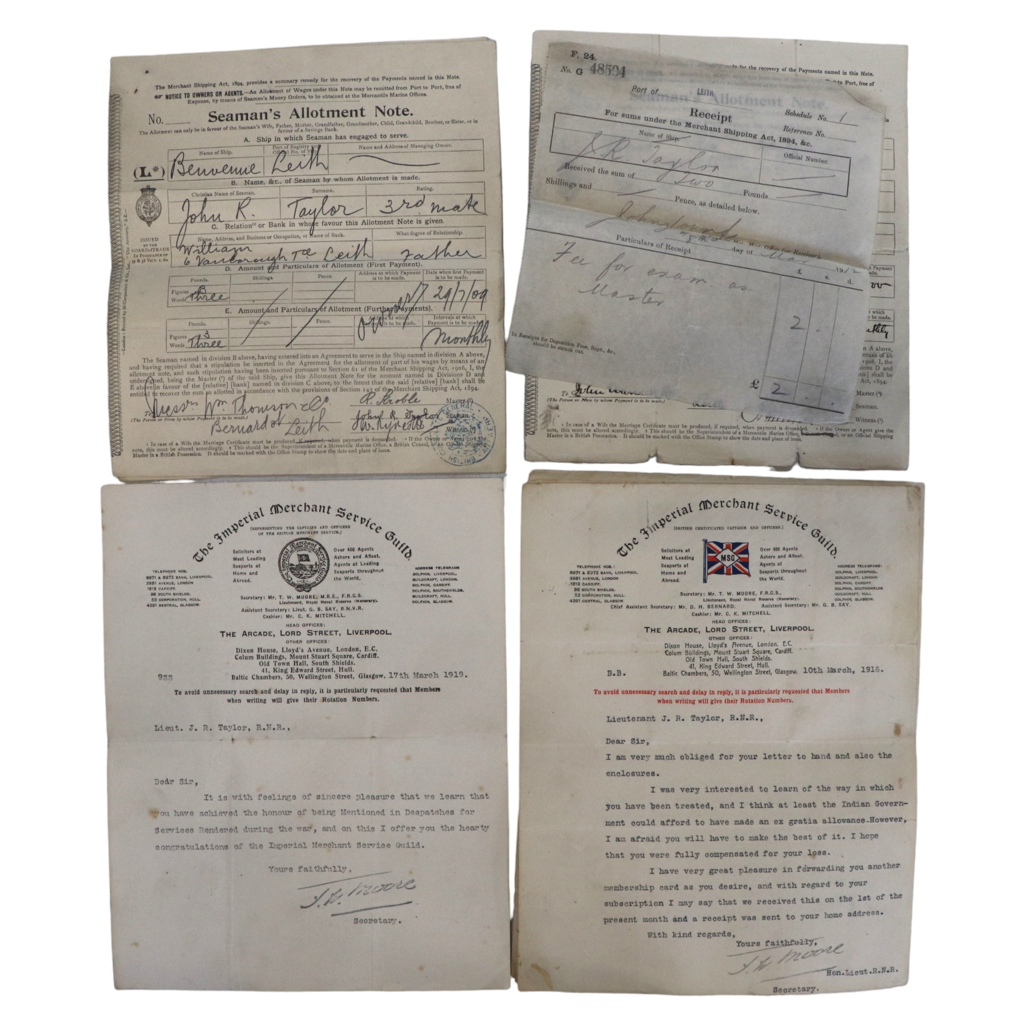 An extensive Great War Royal Navy Reserve document group, pertaining to Captain John Robert - Image 7 of 10