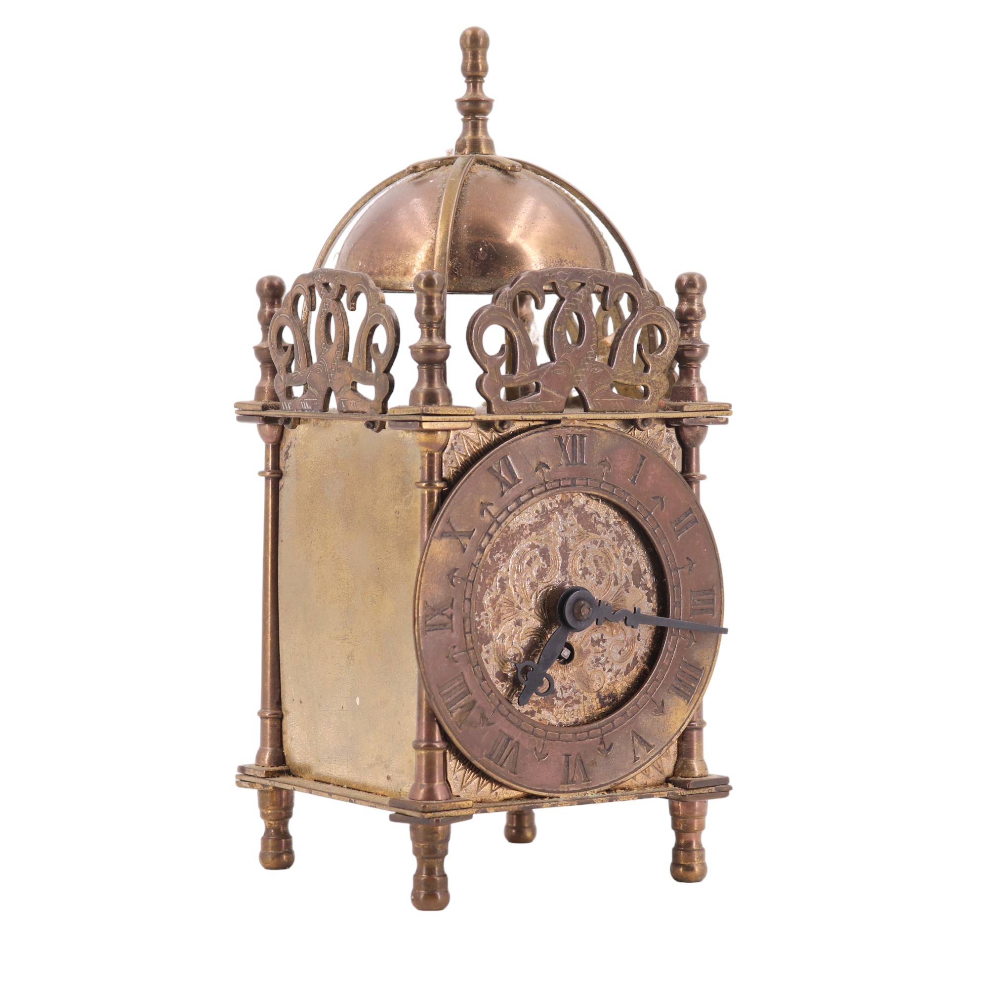 A Smith's diminutive lantern clock, having a spring-driven movement, circa 1930s, 17 cm, (running