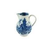 A late 18th Century Worcester blue-and-white sparrow beak baluster cream jug, circa 1760, 9.5 cm