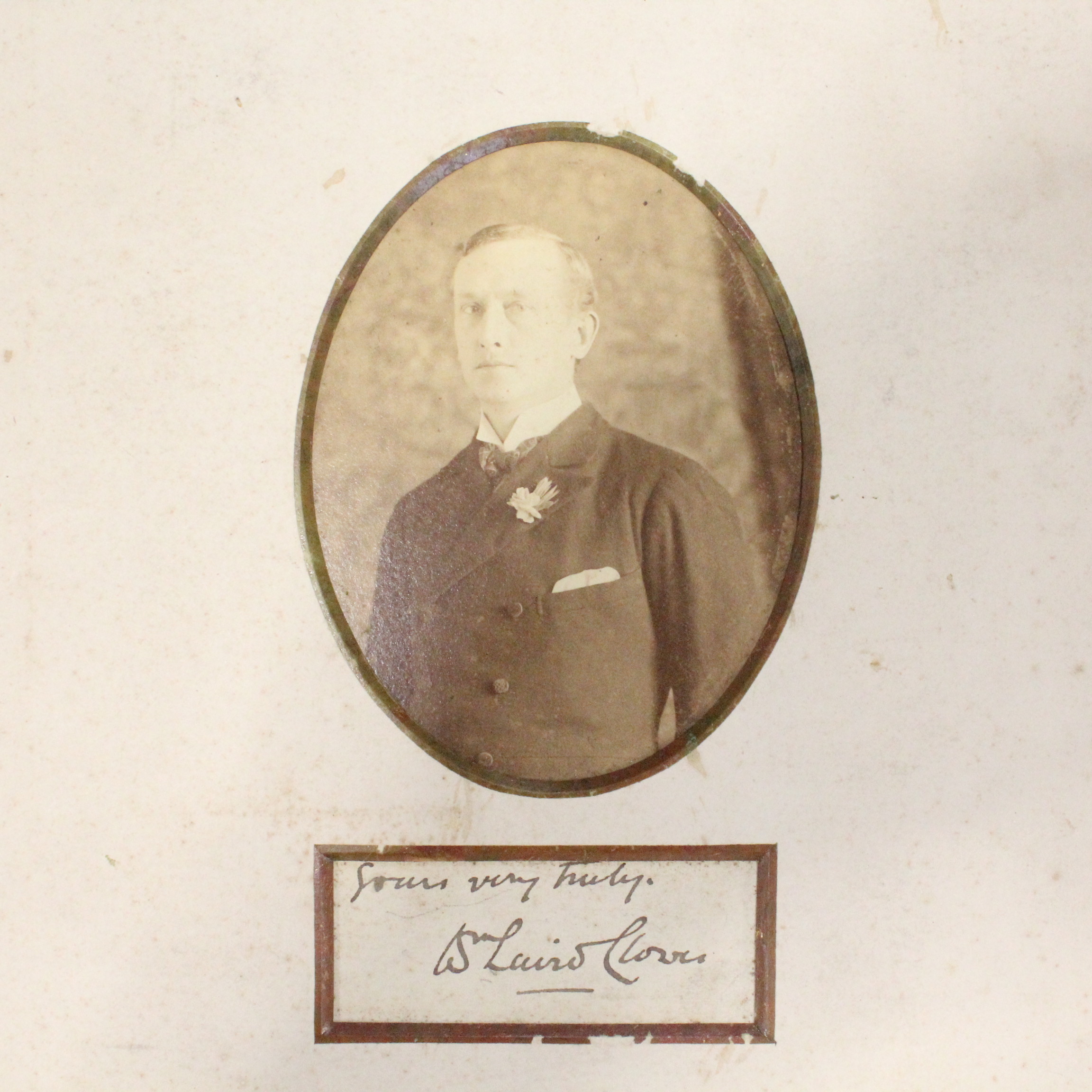 A photographic portrait and autograph signature of Sir William Laird Clowes (1856 – 1905). [ - Image 2 of 2