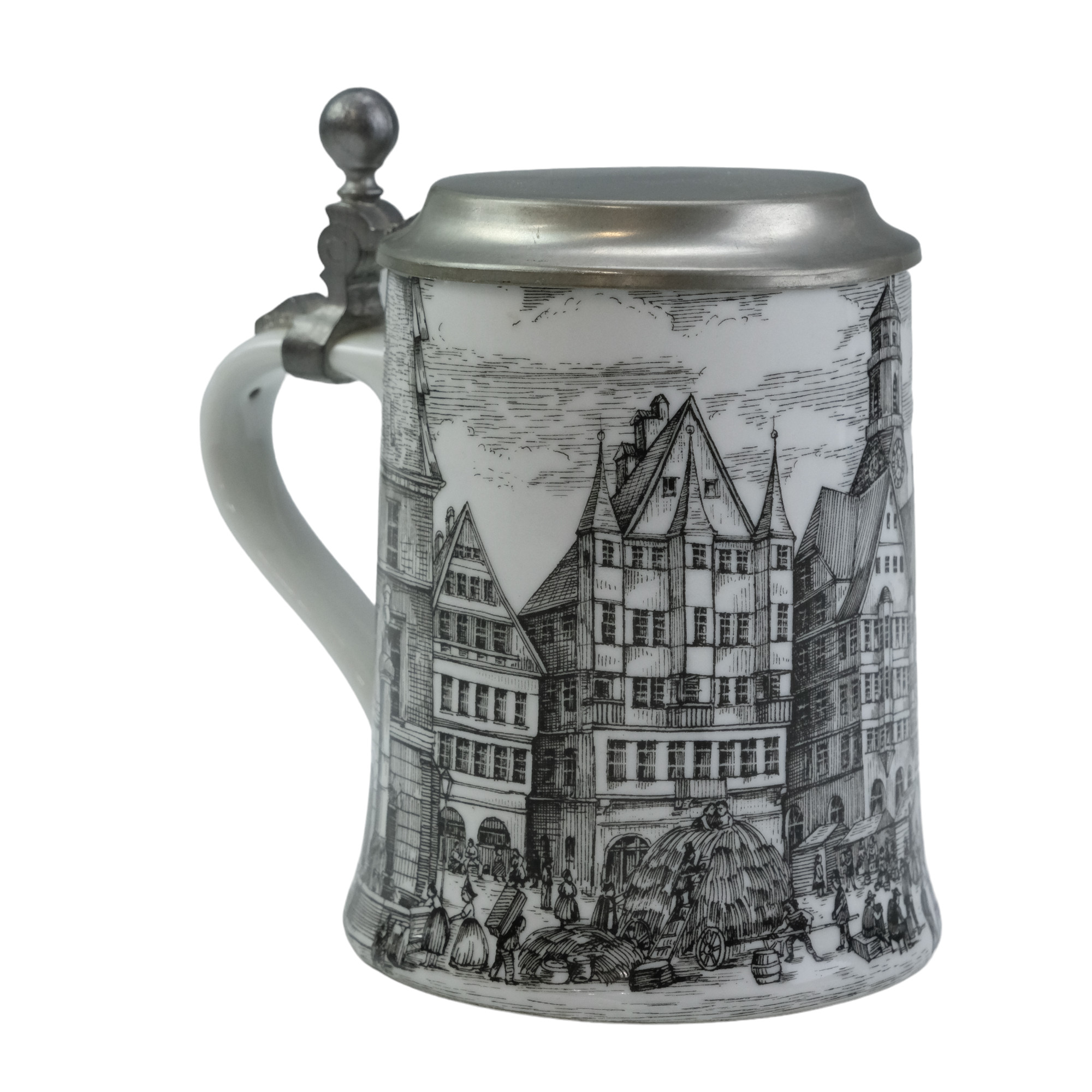 An official Mercedes-Benz traditional German pewter-mounted porcelain beer stein, circa 1990, 15 cm - Image 2 of 4