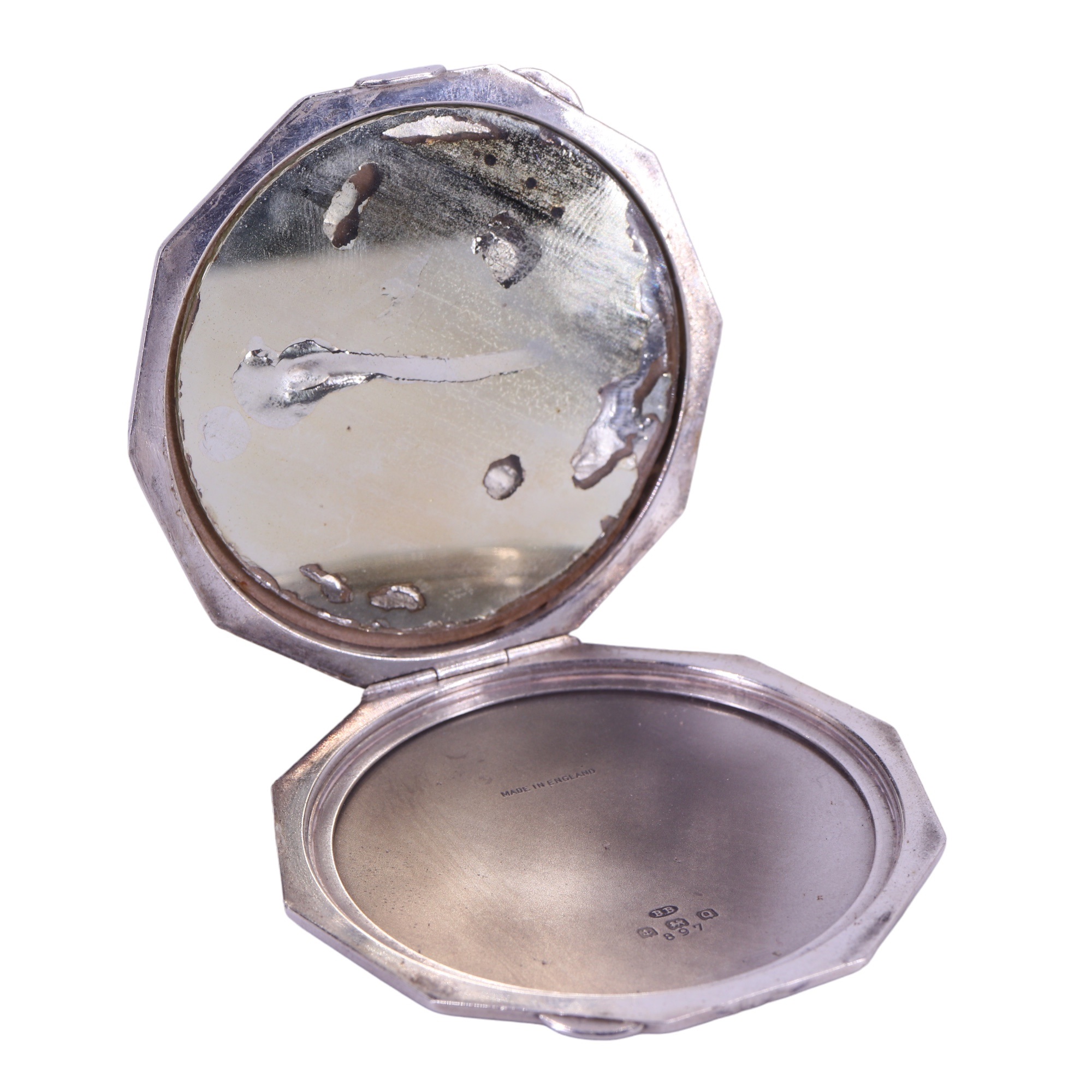 A 1940s RAF enamelled silver sweetheart or WRAF powder compact, 6.5 cm - Image 2 of 3