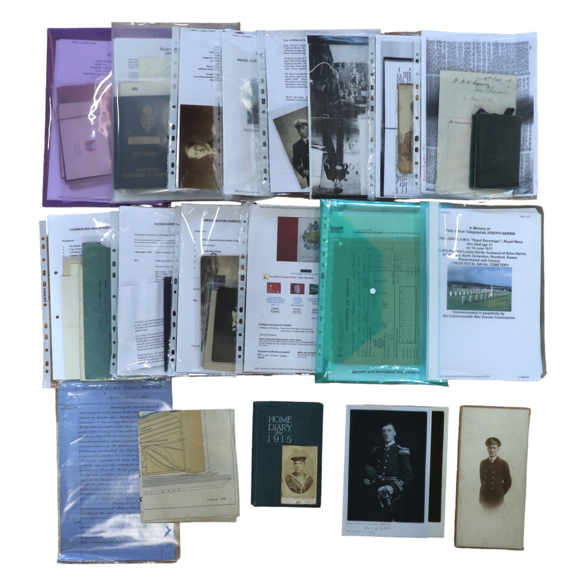 A large collection of period naval documents, photographs and ephemera, dating from the 19th Century