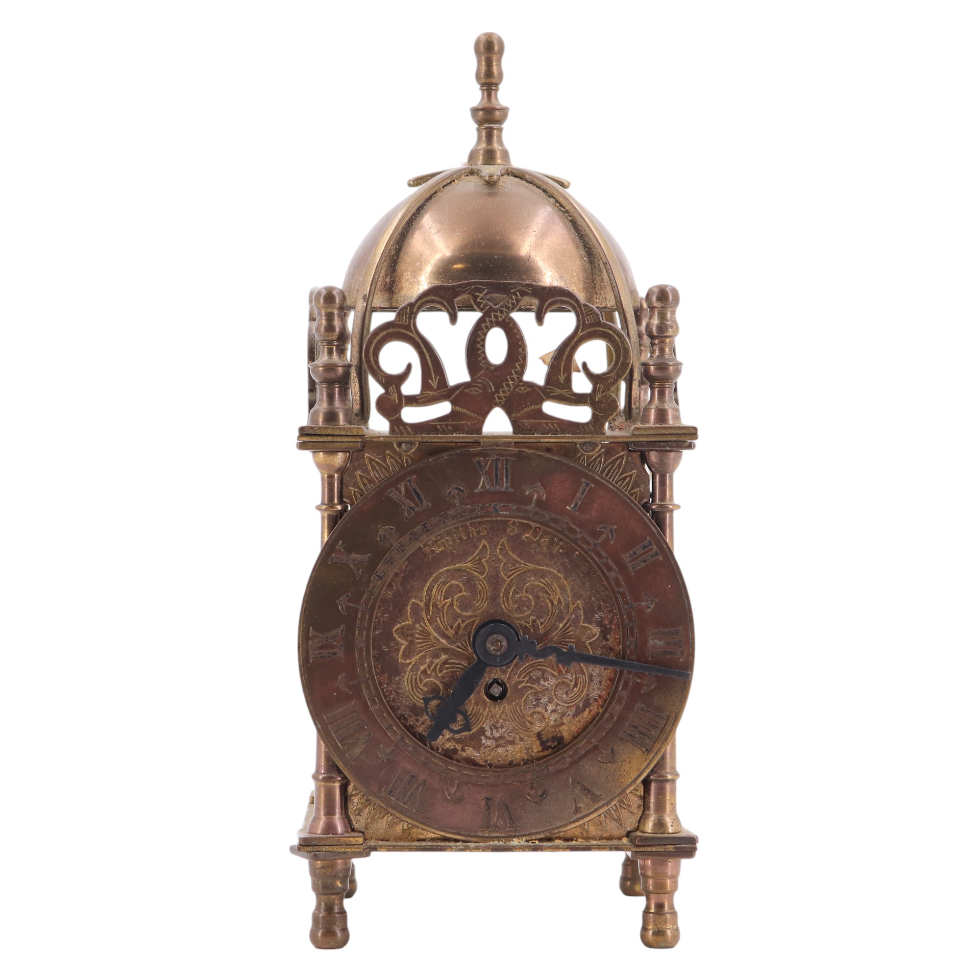 A Smith's diminutive lantern clock, having a spring-driven movement, circa 1930s, 17 cm, (running - Image 2 of 3