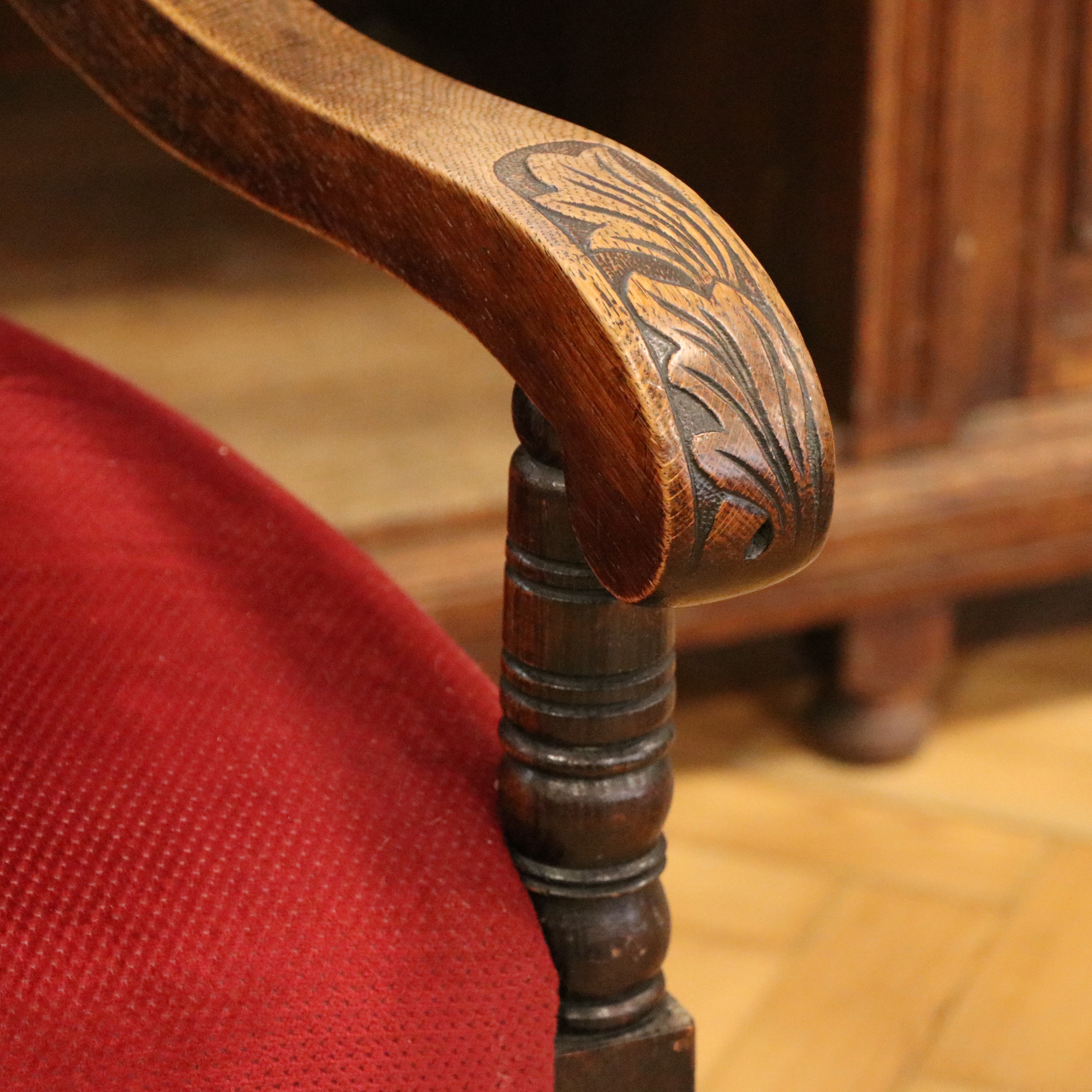 A Victorian Flemish style carved oak armchair, 110 cm high - Image 5 of 5