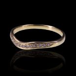 A diamond-set 18 ct gold subtle wishbone ring, P, 1.8 g