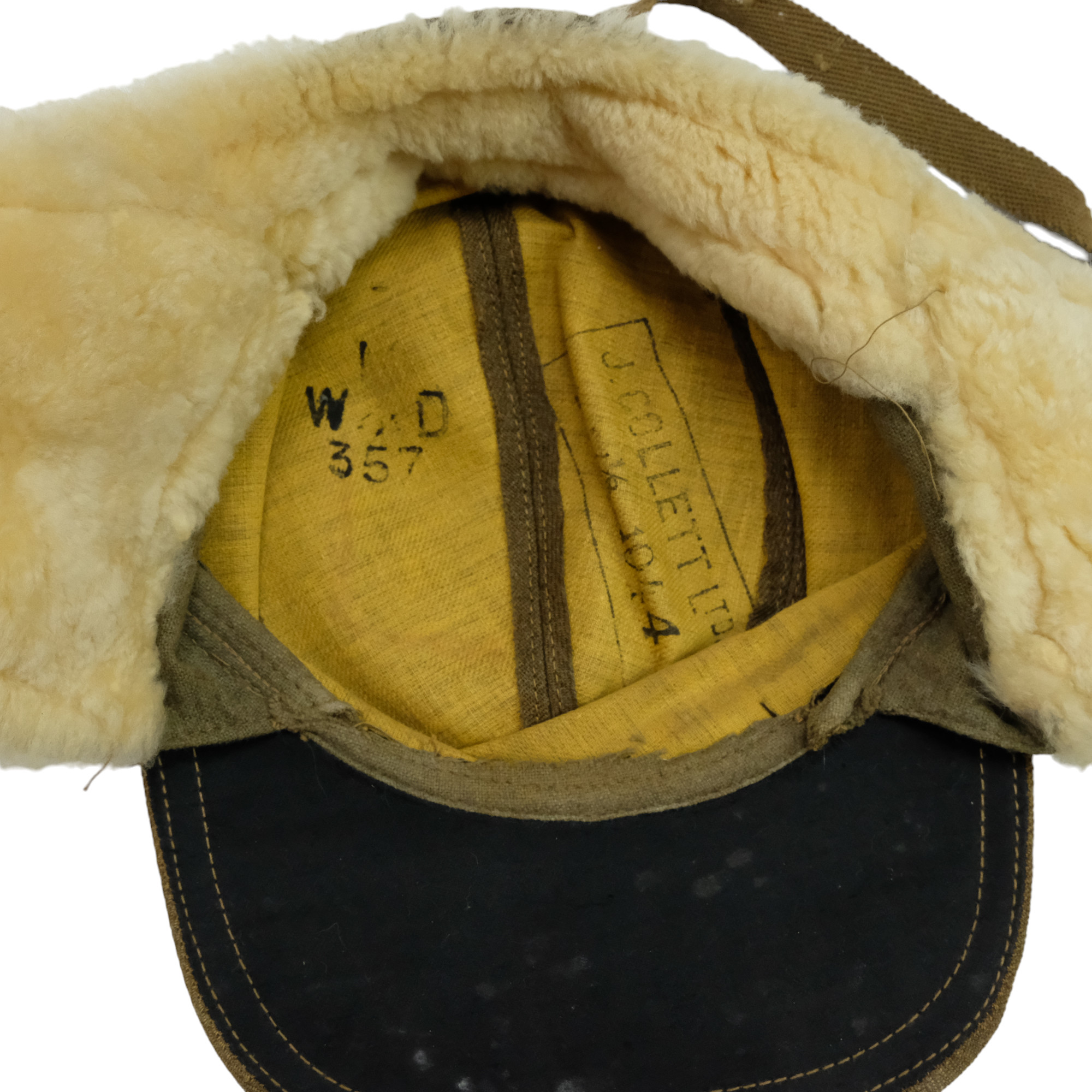 A Second World War British army mountain troops sheepskin-lined ski cap - Image 5 of 5