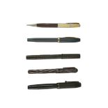 Four vintage fountain pens comprising two Shaeffers, a Waterman and a Mentmore together with a