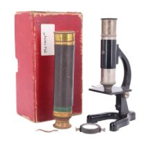 A Victorian pocket two-draw brass telescope, having a 1" objective lens with cap, 32 cm extended,