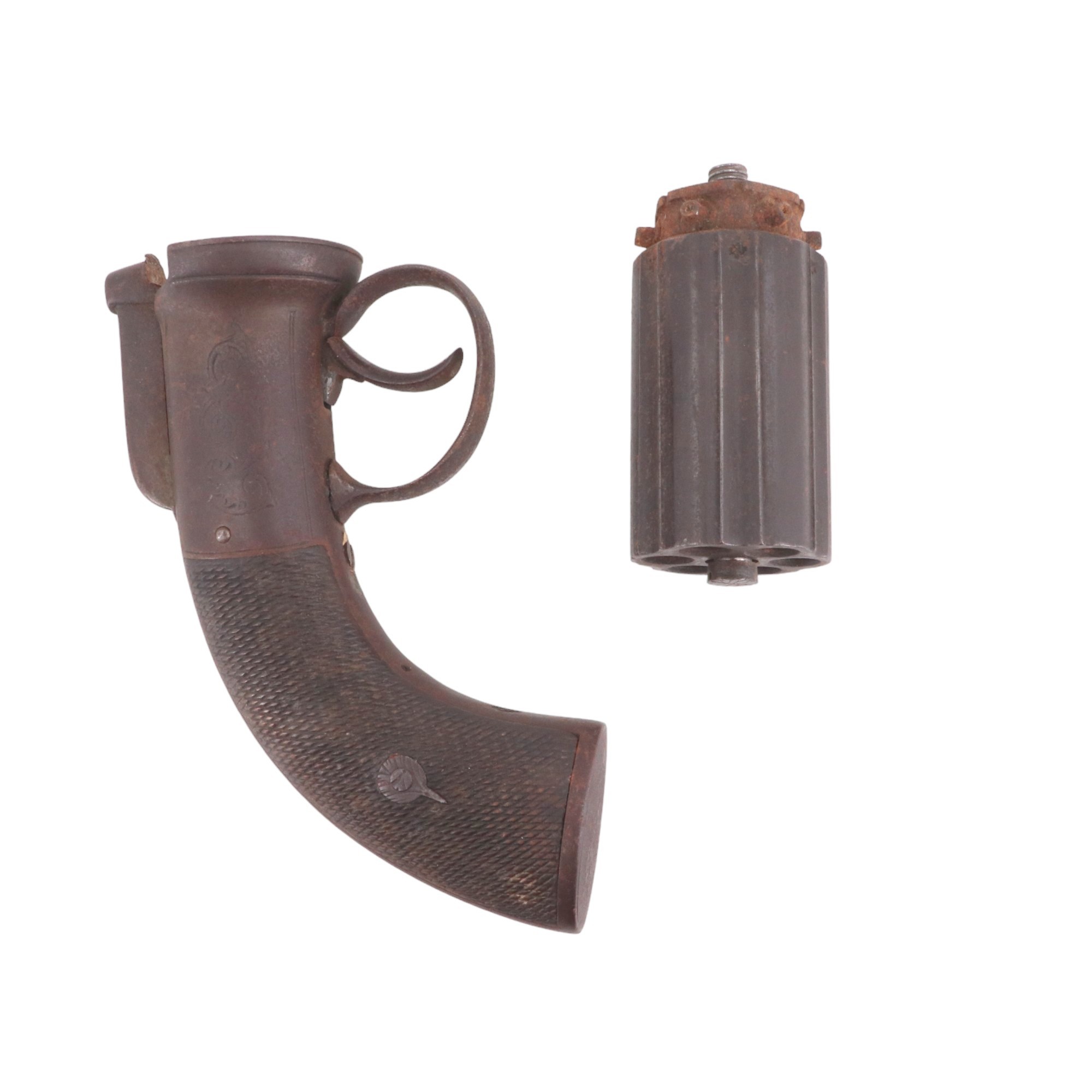 A Victorian bar-hammer percussion pepperbox revolver, (a/f) - Image 5 of 5