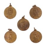 Five 1915 Earl Kitchener "To Arms ye Sons of Britain" medallions