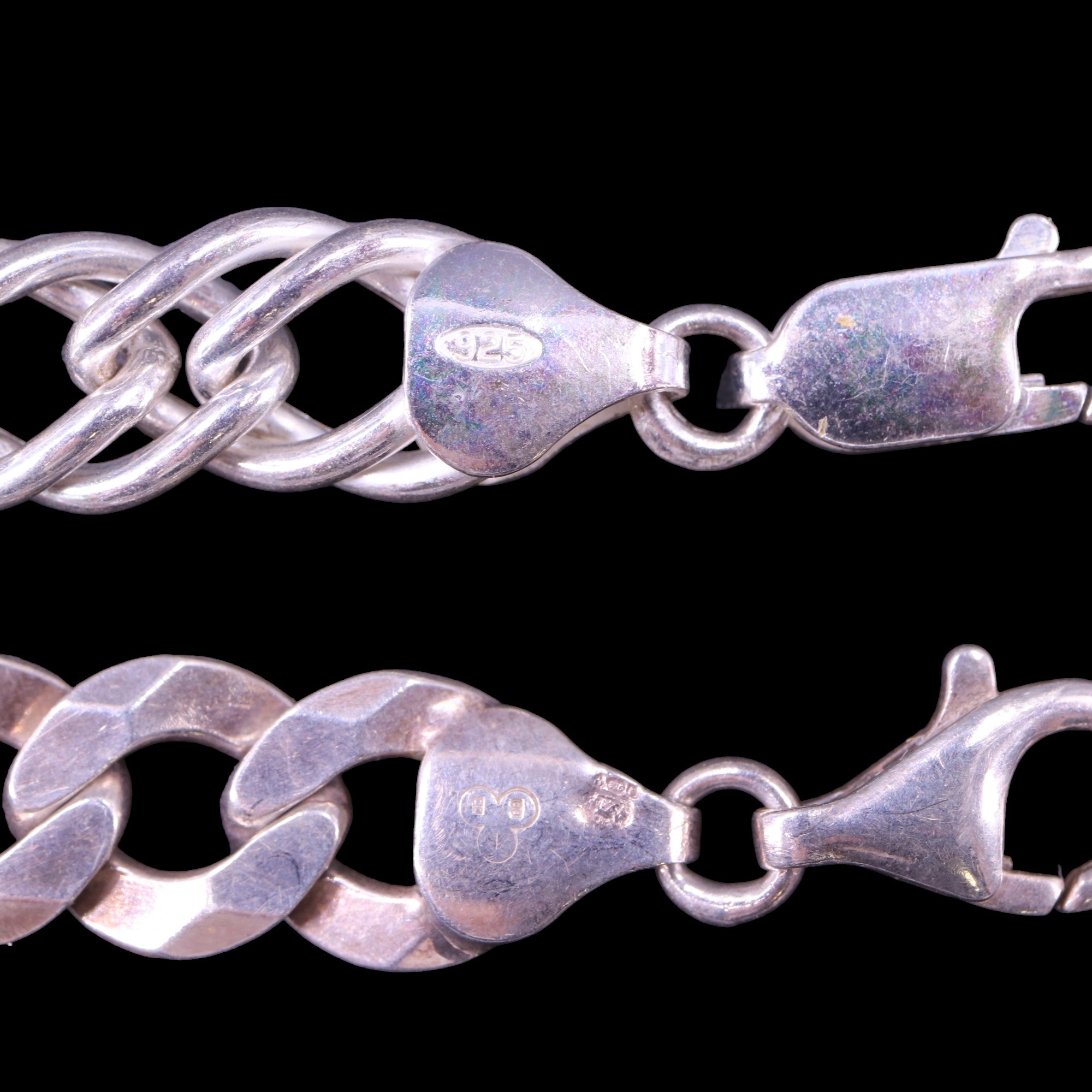 Silver / white metal traditional gate-link, T-bar-and-ring, fringed and other bracelets, 97 g - Image 6 of 7