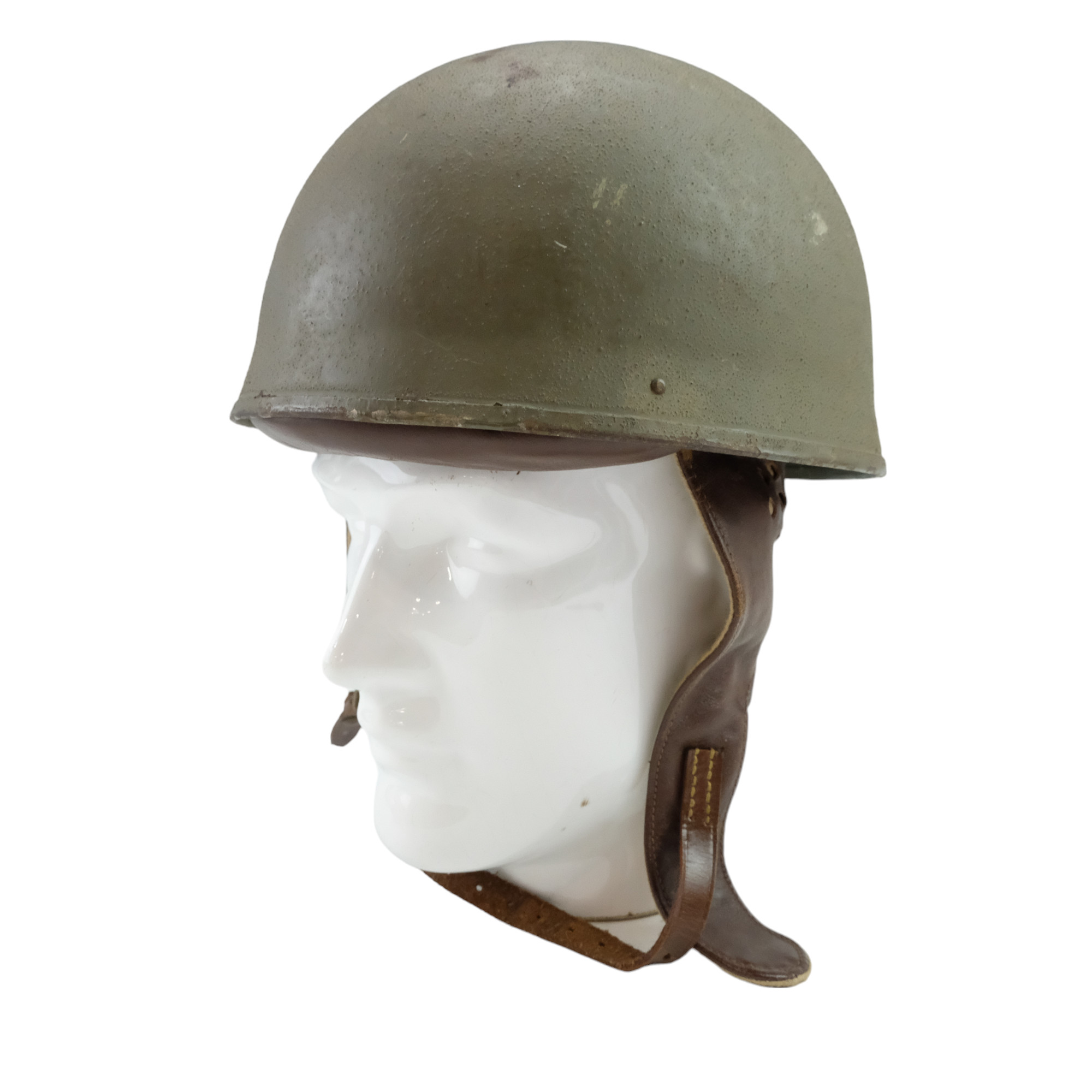 A 1942 British Army motorcyclist's steel helmet