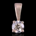 A .25 ct diamond solitaire pendant, the brilliant-cut stone claw-set below a 9 ct gold bale, 11