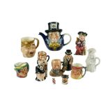 A group of Royal Doulton, Beswick and other character jugs together with a Tony Wood "Mad Hatter"