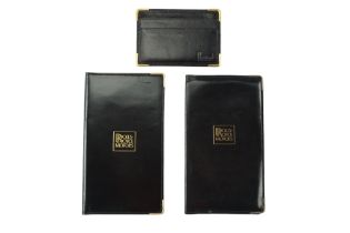 Two Rolls Royce leather wallets together with a Harrods cards case