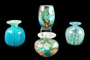 Four Mdina studio glass vases, tallest 16 cm