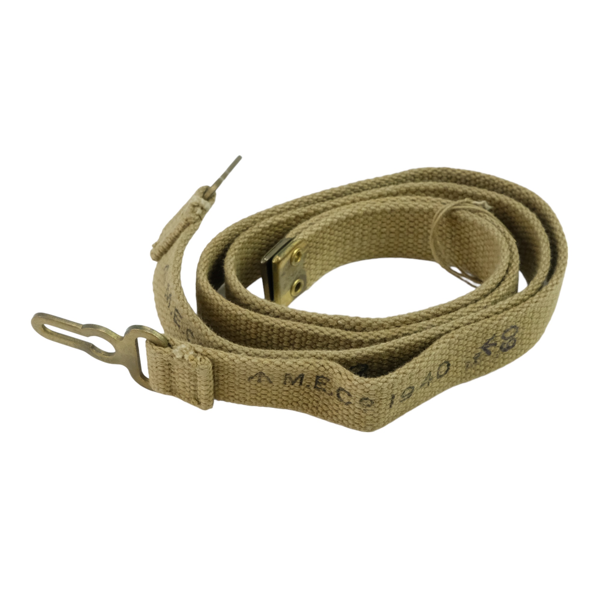 A pair of British Army 1940 Pattern cavalry webbing keyhole plate straps