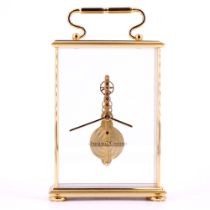 A Jaeger-LeCoultre skeleton clock, ref. 569, having a "floating" 16-jewel vertical in-line 8-day