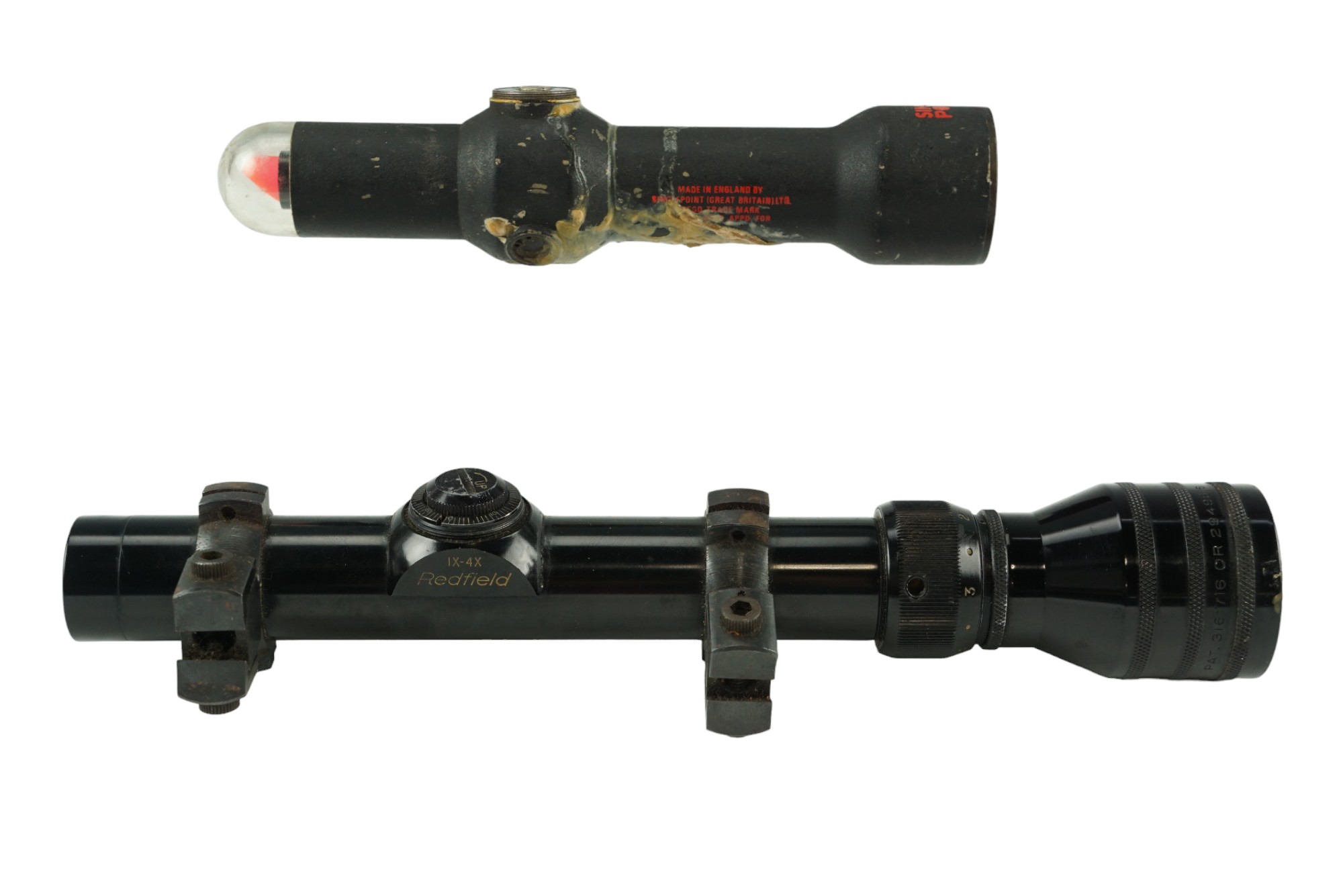 An American Redfield 1x - 4x magnification telescopic rifle sight together with a Redpoint red dot - Image 2 of 4