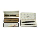 Two vintage cased Parker pens comprising a Duofold and 45 Flighter together with a similar Parker 17
