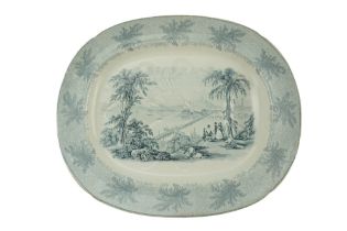 A Victorian "Catskill Moss" blue-and-white transfer-printed earthenware draining ashet, bearing "