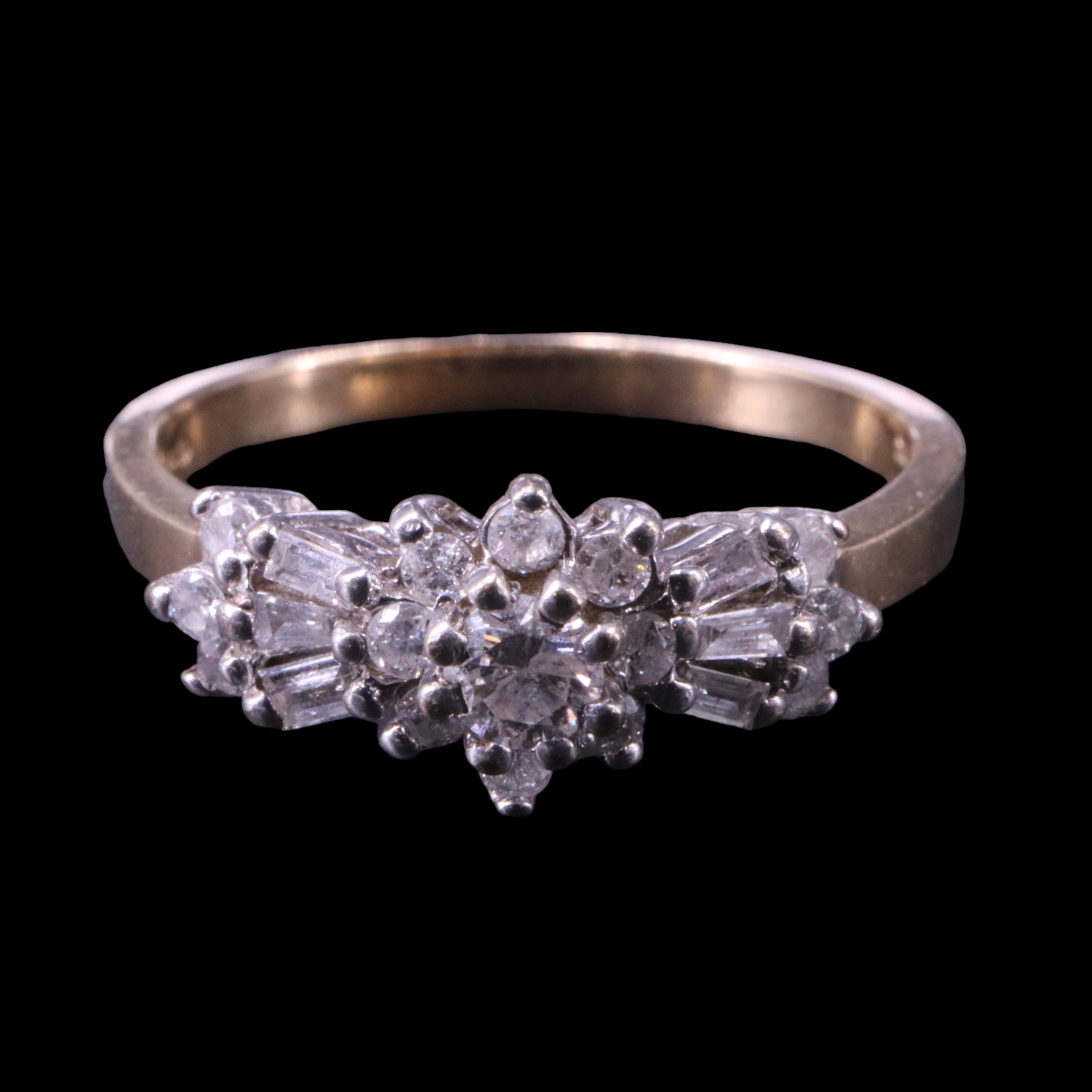 A radiant diamond cluster ring, comprising a flowerhead centred by a brilliant-cut stone of approx - Image 2 of 5