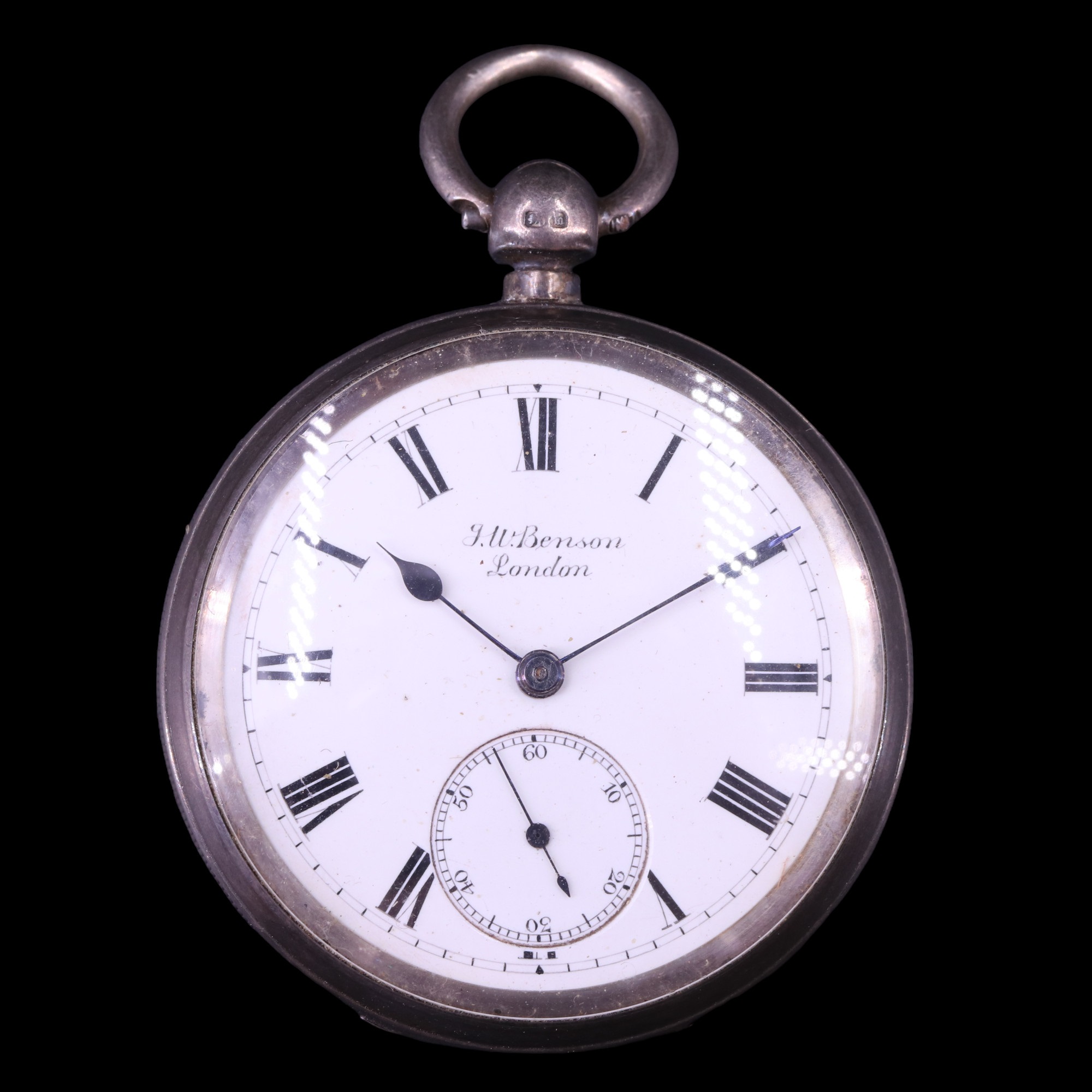 A Victorian silver key-wound "Ludgate" watch, Patent No 4658, by J W Benson, "by warrant to H M