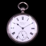 A Victorian silver key-wound "Ludgate" watch, Patent No 4658, by J W Benson, "by warrant to H M