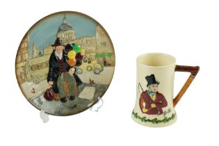 A Crown Devon John Peel musical tankard together with a Royal Doulton The Balloon Man plate,