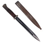 A 1936 dated German Third Reich S84/98 bayonet, its blade bearing spurious stipple-engraved SS