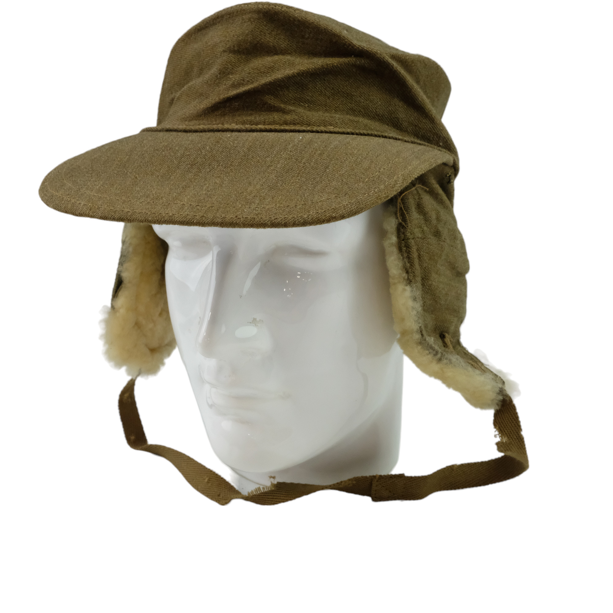 A Second World War British army mountain troops sheepskin-lined ski cap