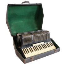 A 1950s cased Scandalli Symphony Four accordion, case 59 cm x 50 cm x 27 cm