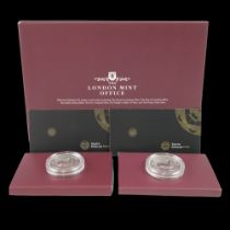 Two 2017 1 oz fine silver Krugerrand coins, in presentation pack with South African Mint