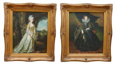 C Kramer (20th Century) A pair of reproduction 17th / 18th Century portraits of ladies, oil on