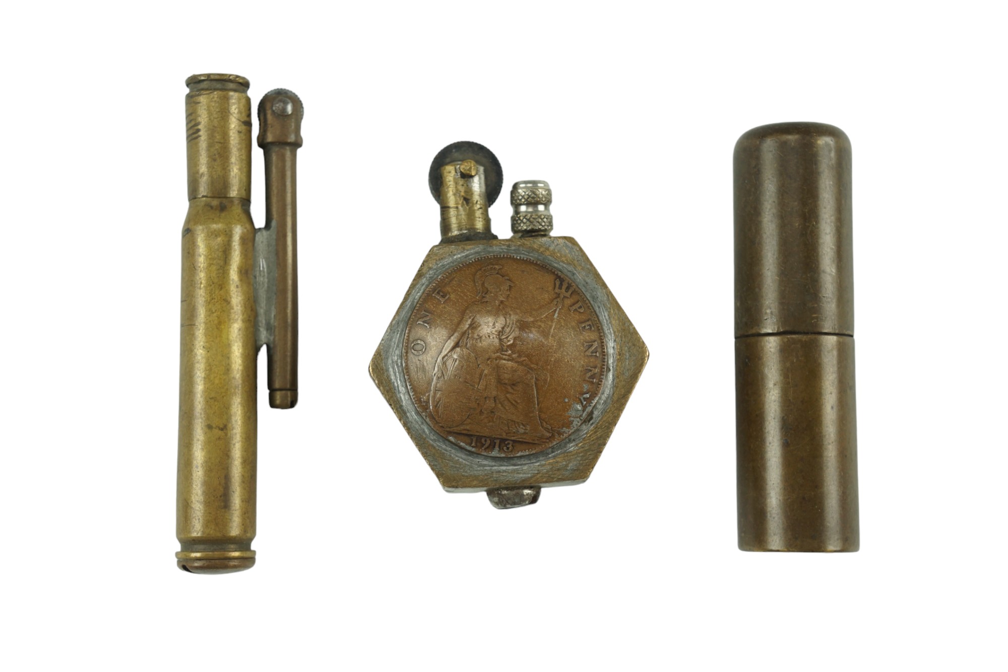 Three "trench art" cigarette lighters - Image 2 of 2