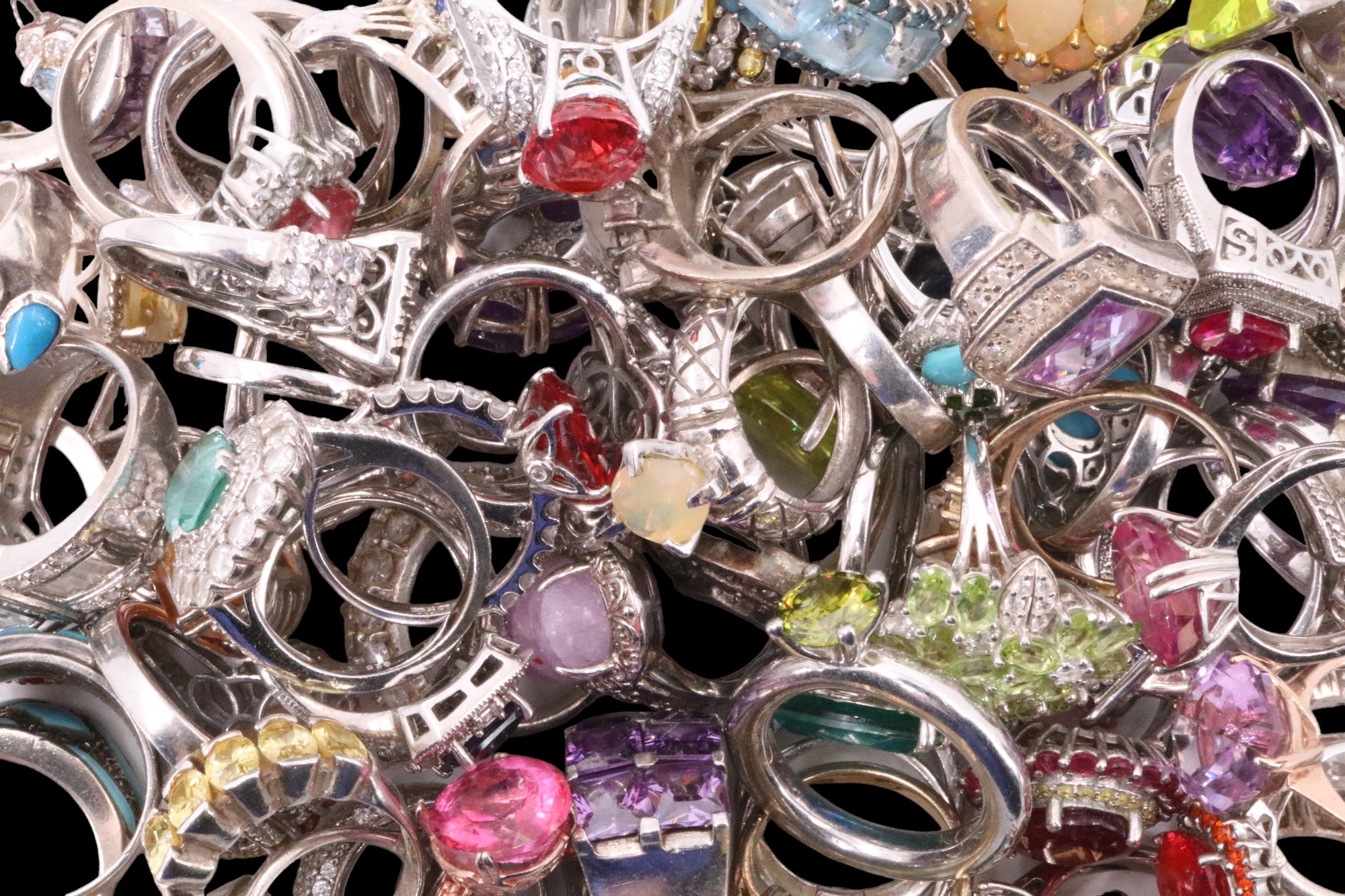 A large quantity of late 20th Century and contemporary white metal finger rings, mostly marked '