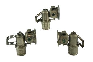 Three early 20th Century carbide bicycle lamps by Joseph Lucas of Birmingham, 16 cm