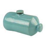 A blue glazed stoneware hot water bottle, 27 cm