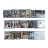 A group of NFL Washington Redskins jersey relic trading cards including Topps DPP, Donruss Fabric of