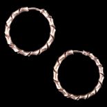 A pair of 9 ct gold helical ribbon hoop earrings, 23 mm, 2.4 g