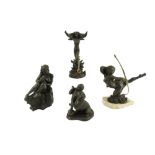 Four cold cast bronze sculptures including two by Heredities, tallest 27.5 cm