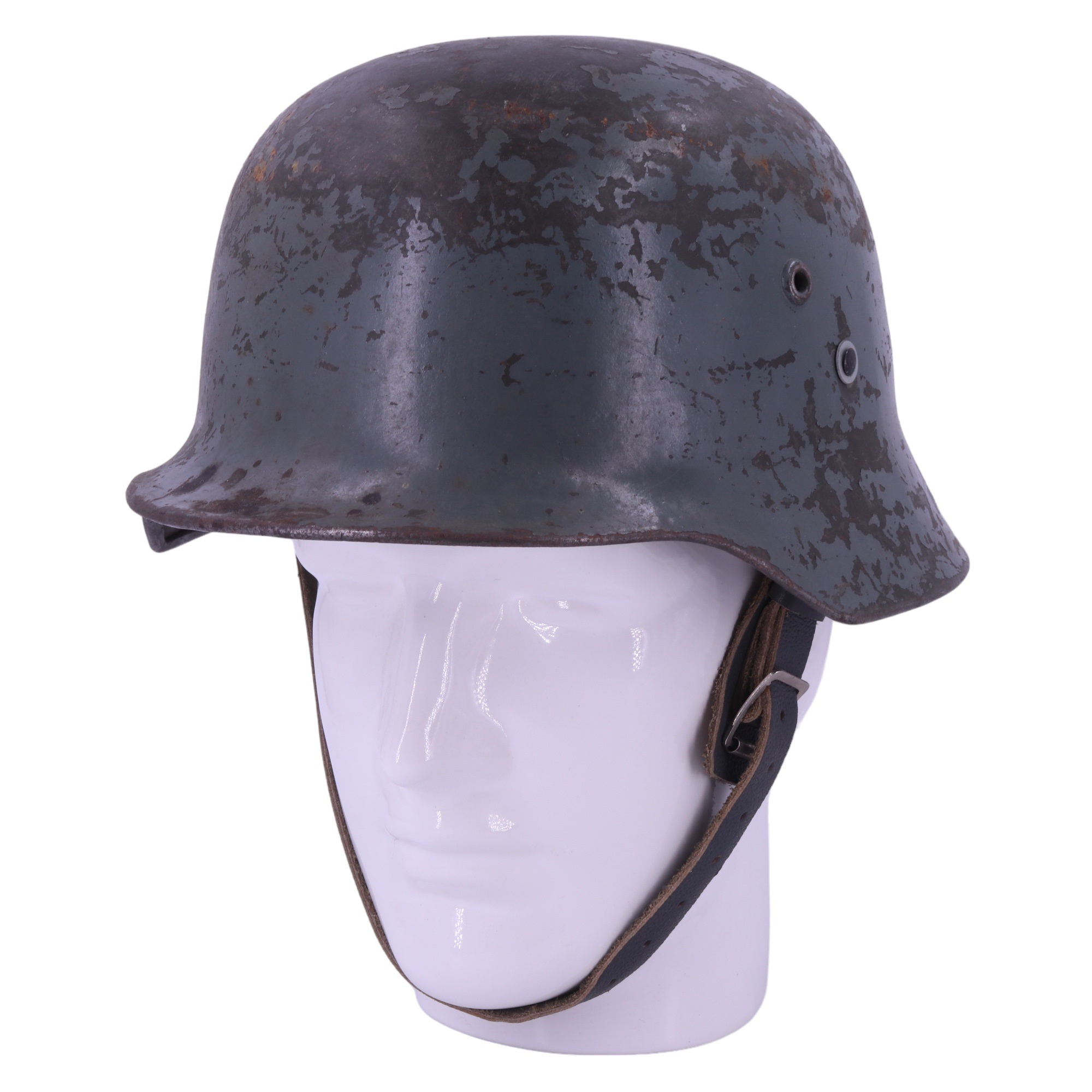 A Bulgarian-manufactured Finnish Army M35/38 steel helmet