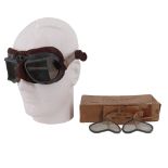 A cased set of Second World War RAF Mk VIII flying goggles