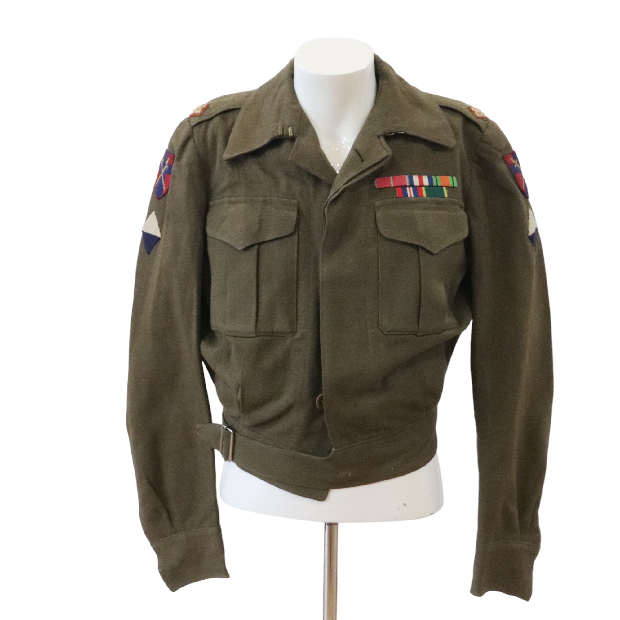 A private purchase Battledress Blouse bearing ATS, HQ 21st Army Group insignia