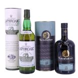 A bottle of Bunnahabhain Stiùireadair (Helmsman) and a bottle of Laphroaig Quarter Cask Islay single